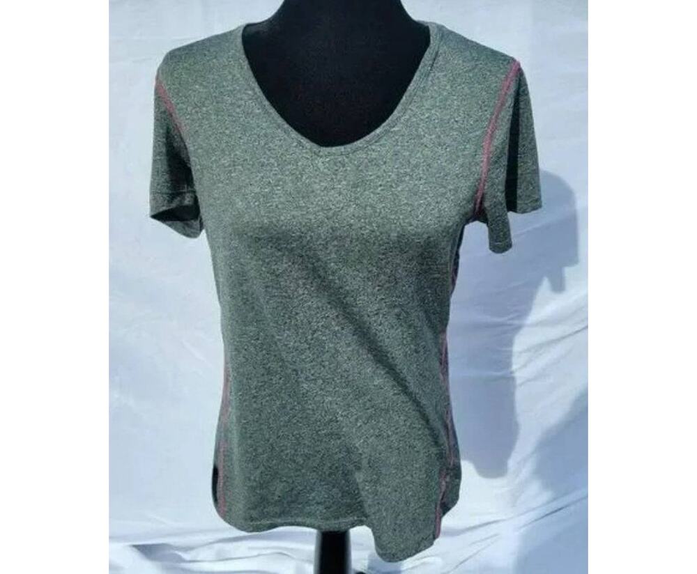 Layer 8 Performance Grey & Pink Short Sleeve Shirt Women's Large